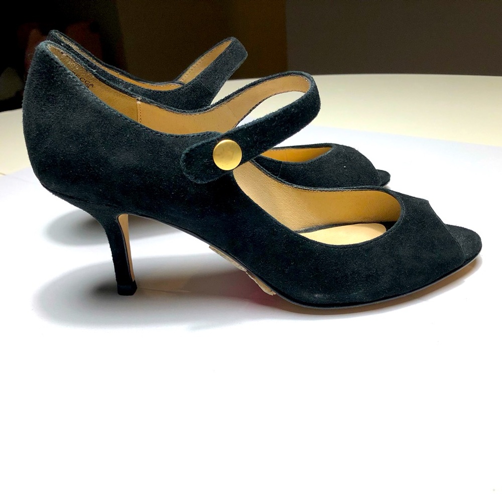 Boutique 9 Black Suede Peep-Toe Heels Size 6